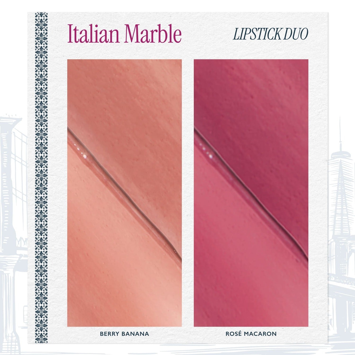 Italian Marble Lipstick Duo: Berry Banana & Rosé Macaron